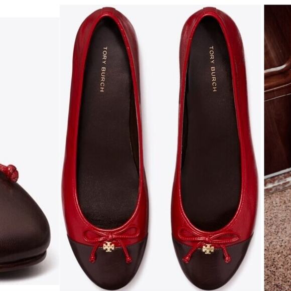 NWT$325 Tory Burch Cap Toe Ballet Flats in Brick Lane/Coco color Sz 7.5 - Picture 4 of 16
